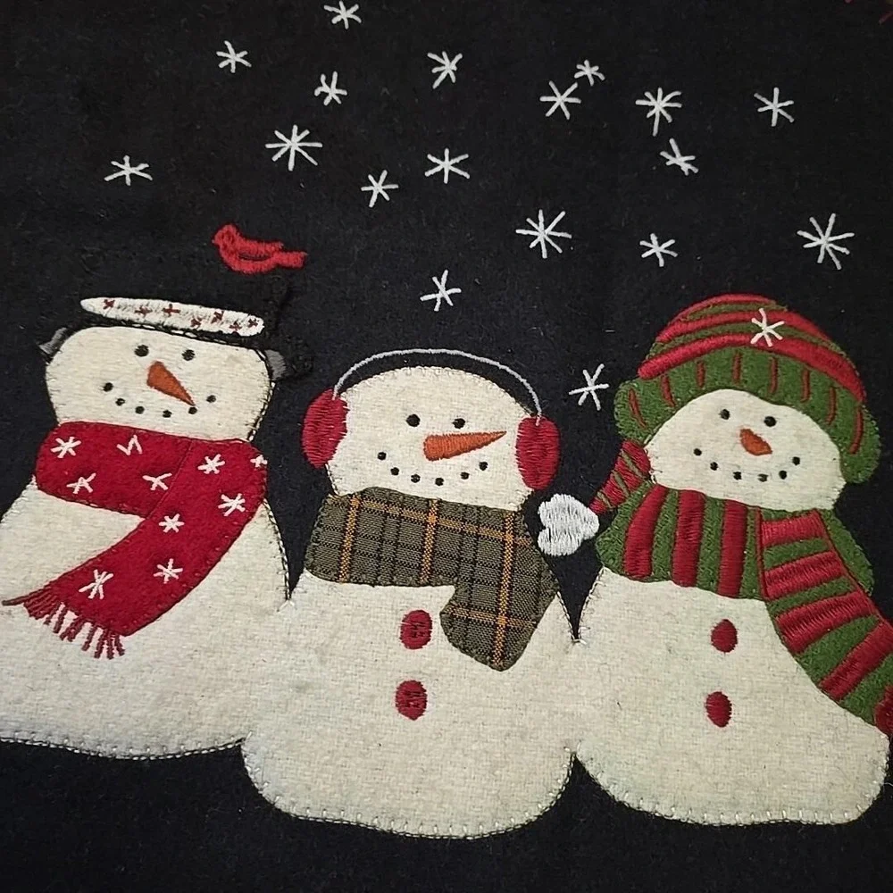 Primitive Raghu Christmas Winter SNOWMAN Candle Mat or Table Mat Snowmen 15